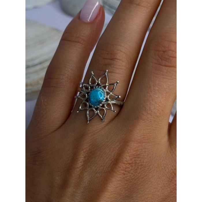 925 Sterling Silver Turquoise Ring Size 8