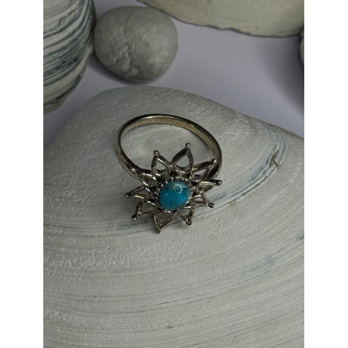925 Sterling Silver Turquoise Ring Size 8