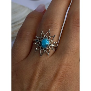 925 Sterling Silver Turquoise Ring Size 8