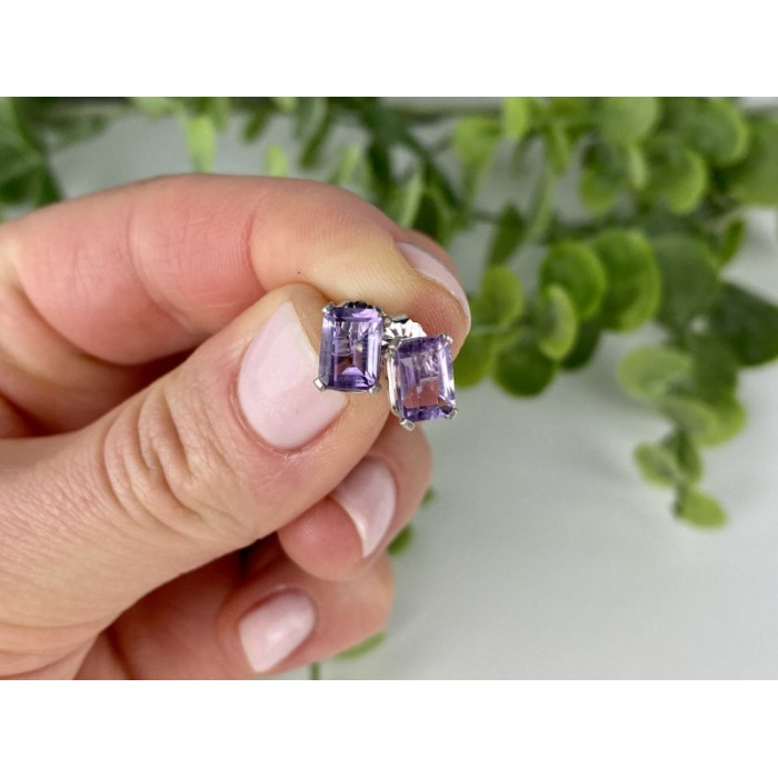 925 Sterling Silver Amethyst Stud Earrings
