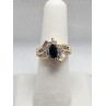 14K YELLOW GOLD SAPPHIRE & DIAMONDS RING  SIZE 5.5