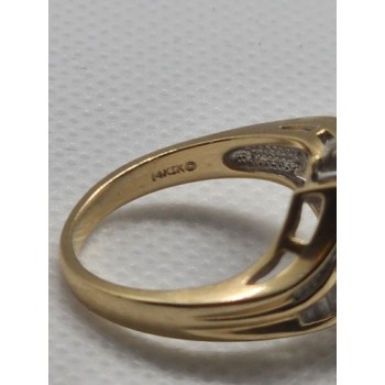 14K YELLOW GOLD SAPPHIRE & DIAMONDS RING  SIZE 5.5