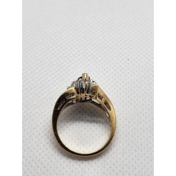14K YELLOW GOLD SAPPHIRE & DIAMONDS RING  SIZE 5.5
