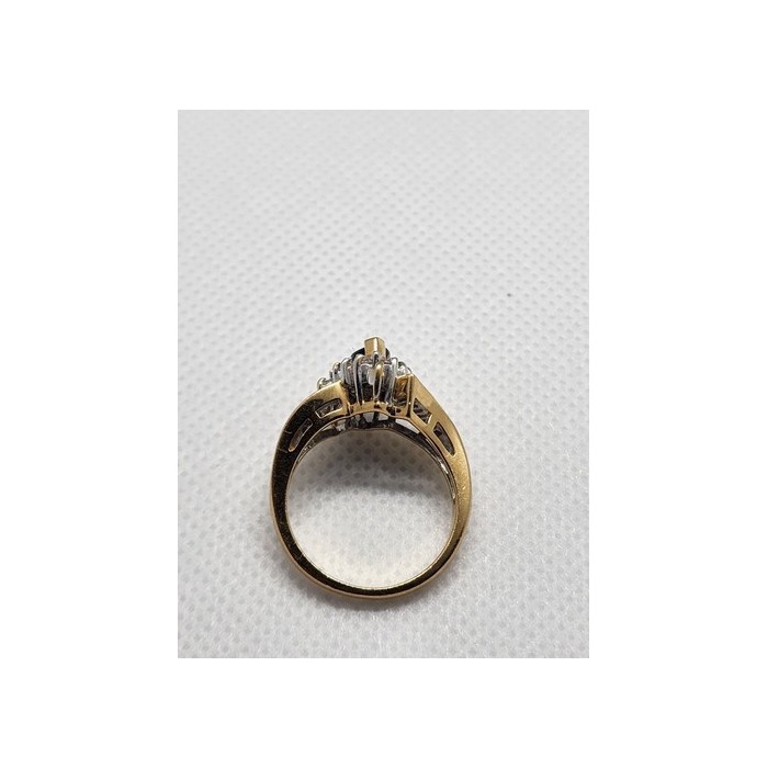 14K YELLOW GOLD SAPPHIRE & DIAMONDS RING  SIZE 5.5