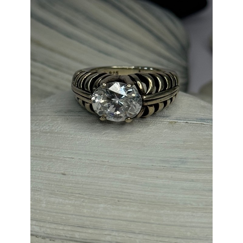 Kabana 925 Sterling Silver Cz Ring Size 6