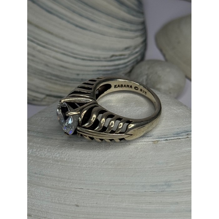 Kabana 925 Sterling Silver Cz Ring Size 6