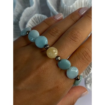 Beautiful 925 Sterling Silver Amazonite Stones Bracelet Length 7.5