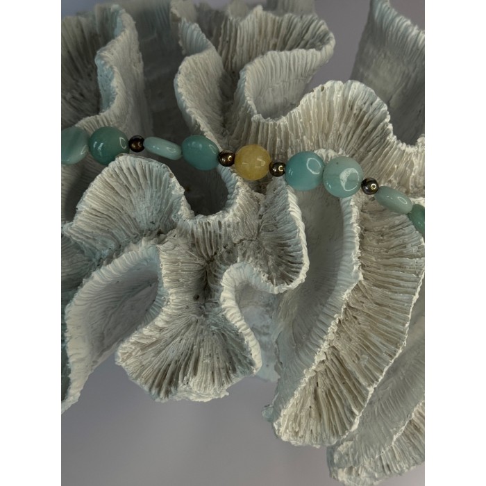 Beautiful 925 Sterling Silver Amazonite Stones Bracelet Length 7.5