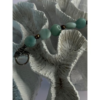 Beautiful 925 Sterling Silver Amazonite Stones Bracelet Length 7.5