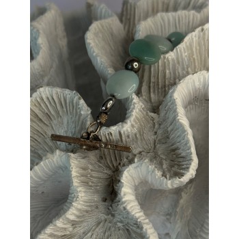 Beautiful 925 Sterling Silver Amazonite Stones Bracelet Length 7.5