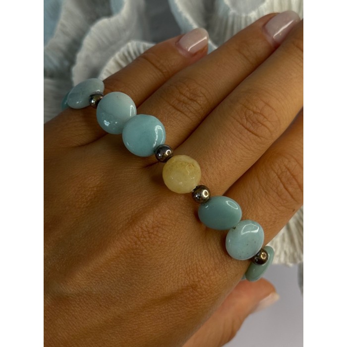 Beautiful 925 Sterling Silver Amazonite Stones Bracelet Length 7.5