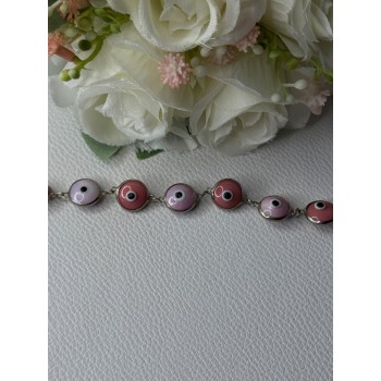 Ati 925 Sterling Silver Pink Evil Eye Bracelet Length 7 Inch