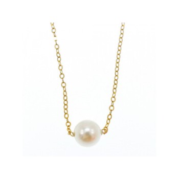 CHILDREN'S 14K YELLOW GOLD PEARL CHAIN WITH PENDANT