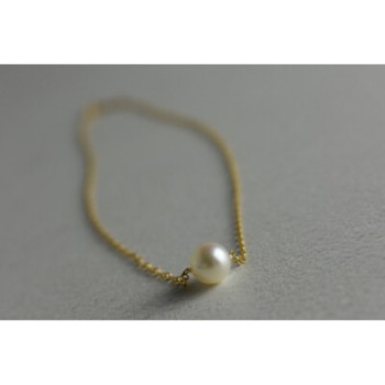 CHILDREN'S 14K YELLOW GOLD PEARL CHAIN WITH PENDANT