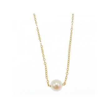 CHILDREN'S 14K YELLOW GOLD PEARL CHAIN WITH PENDANT