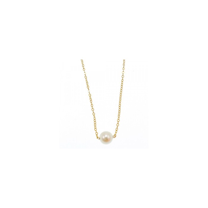 CHILDREN'S 14K YELLOW GOLD PEARL CHAIN WITH PENDANT
