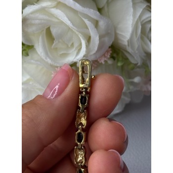 925 Sterling Silver Gold Plated Sapphire Bracelet Length 7.5 Inch