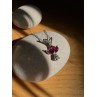14K WHITE GOLD PENDANT NECKLACE RUBY & DIAMOND