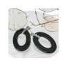 925 Sterling Silver Black Jewelry Glass & CZ Earrings