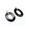 925 Sterling Silver Black Jewelry Glass & CZ Earrings