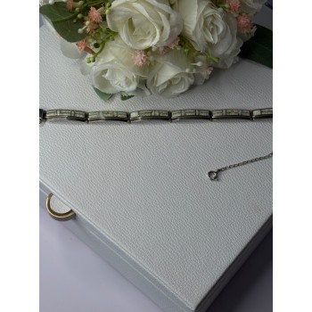 925 Sterling Silver Shiny Opal Bracelet Length 7.5 Inch