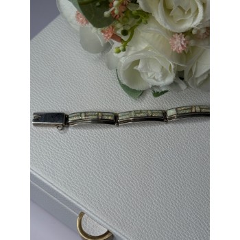 925 Sterling Silver Shiny Opal Bracelet Length 7.5 Inch