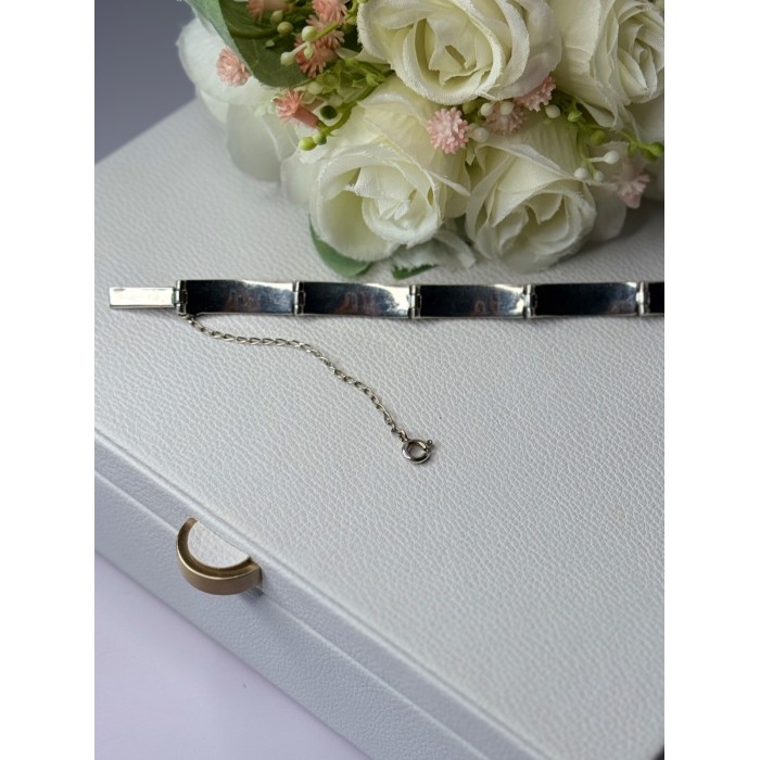 925 Sterling Silver Shiny Opal Bracelet Length 7.5 Inch