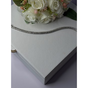 925 Sterling Silver Fas 3 Diamonds Bracelet Length 7.5 Inch