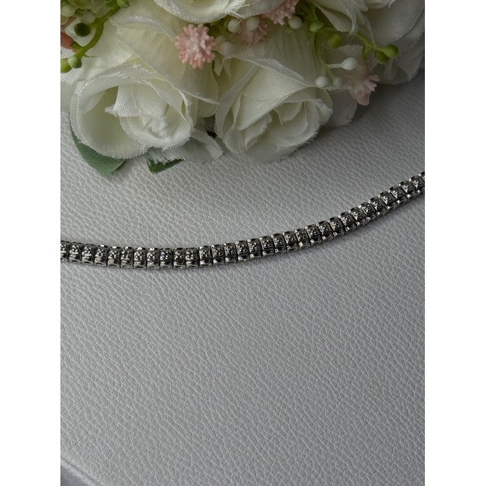 925 Sterling Silver Fas 3 Diamonds Bracelet Length 7.5 Inch