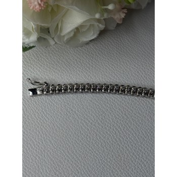 925 Sterling Silver Fas 3 Diamonds Bracelet Length 7.5 Inch