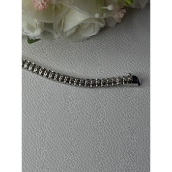 925 Sterling Silver Fas 3 Diamonds Bracelet Length 7.5 Inch