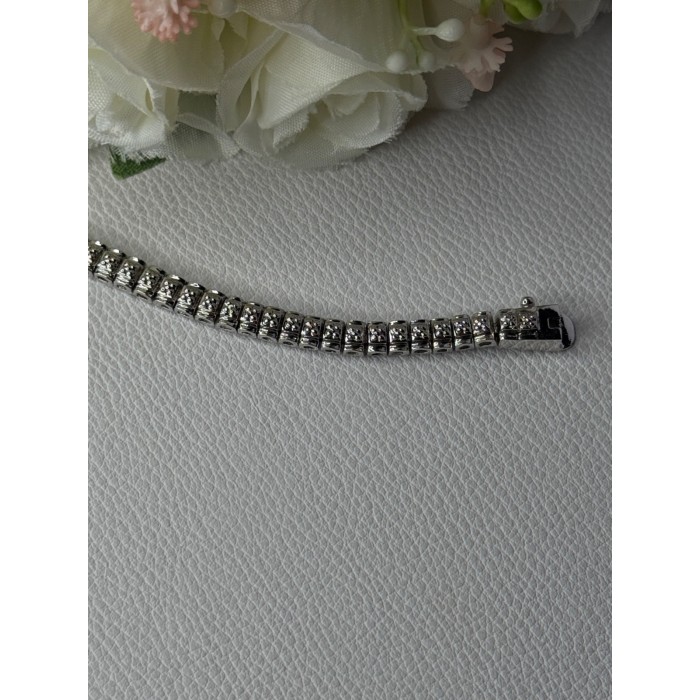 925 Sterling Silver Fas 3 Diamonds Bracelet Length 7.5 Inch