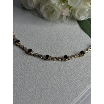 925 Sterling Silver Gold Plated Sapphire Bracelet Length 8.5 Inch