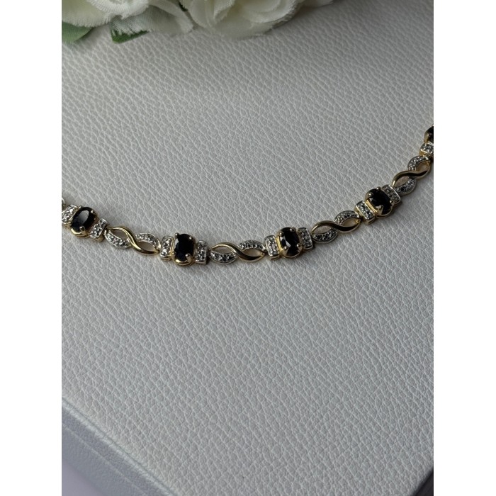 925 Sterling Silver Gold Plated Sapphire Bracelet Length 8.5 Inch