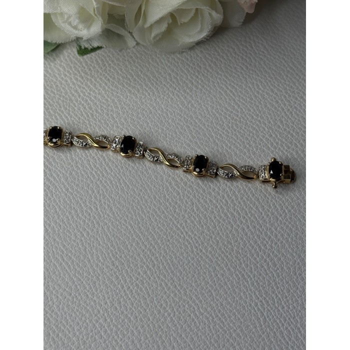 925 Sterling Silver Gold Plated Sapphire Bracelet Length 8.5 Inch