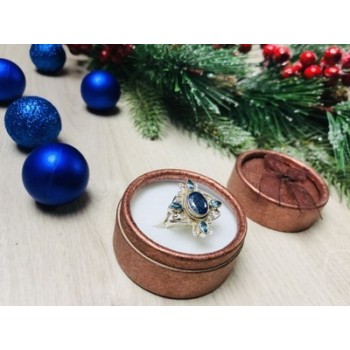 925 Sterling Silver Spinel & Aquamarines Ring Size 6.5