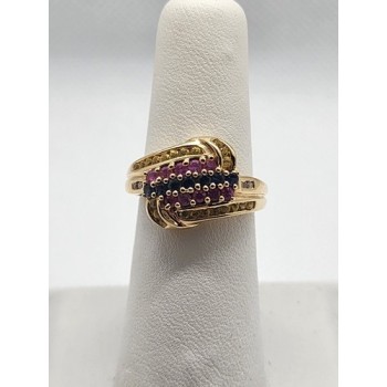 14K YELLOW GOLD TOURMALINE & DIAMOND RING  SIZE 5.5