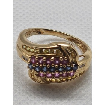 14K YELLOW GOLD TOURMALINE & DIAMOND RING  SIZE 5.5