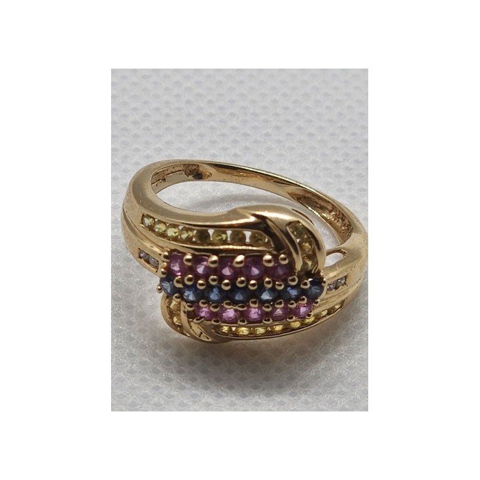 14K YELLOW GOLD TOURMALINE & DIAMOND RING  SIZE 5.5