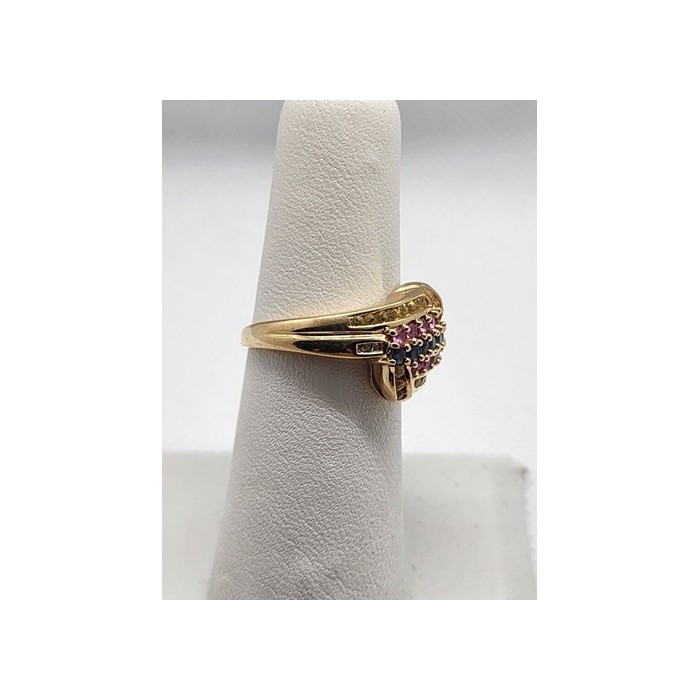 14K YELLOW GOLD TOURMALINE & DIAMOND RING  SIZE 5.5