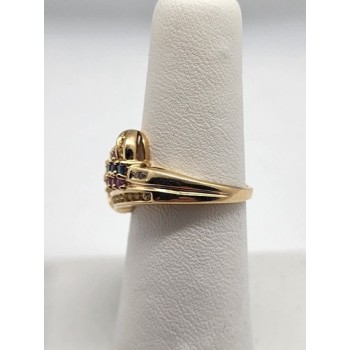 14K YELLOW GOLD TOURMALINE & DIAMOND RING  SIZE 5.5