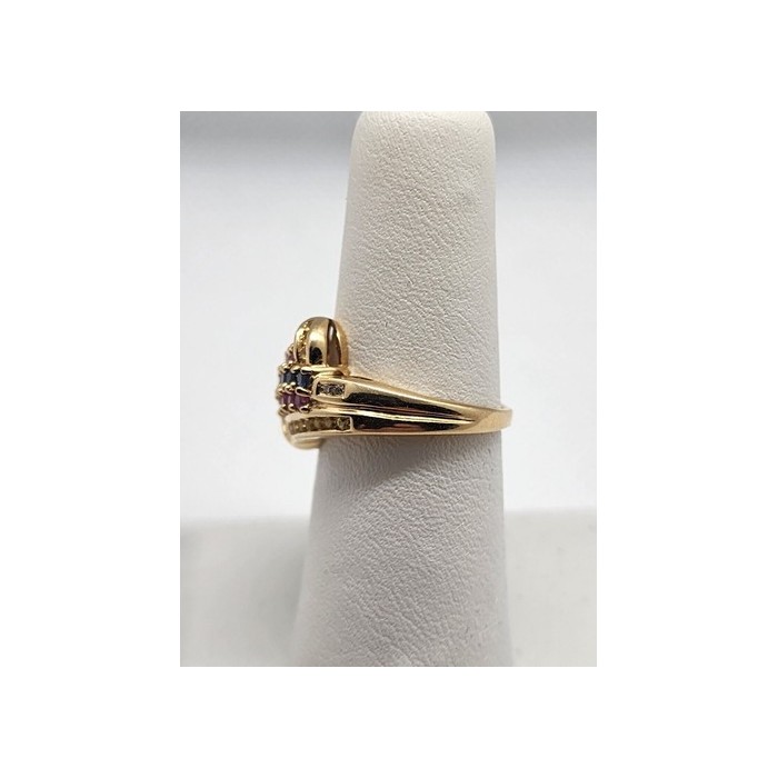 14K YELLOW GOLD TOURMALINE & DIAMOND RING  SIZE 5.5