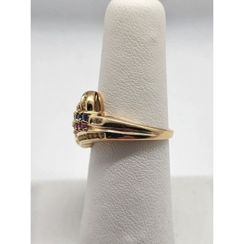 14K YELLOW GOLD TOURMALINE & DIAMOND RING  SIZE 5.5