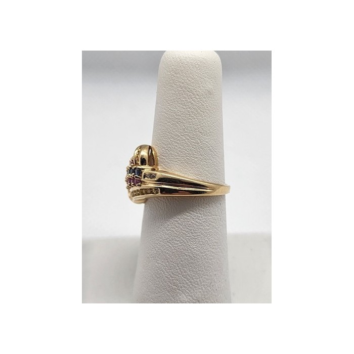 14K YELLOW GOLD TOURMALINE & DIAMOND RING  SIZE 5.5