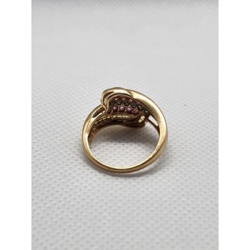 14K YELLOW GOLD TOURMALINE & DIAMOND RING  SIZE 5.5