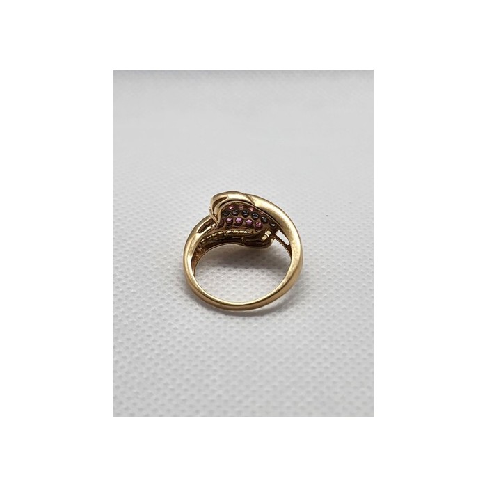 14K YELLOW GOLD TOURMALINE & DIAMOND RING  SIZE 5.5