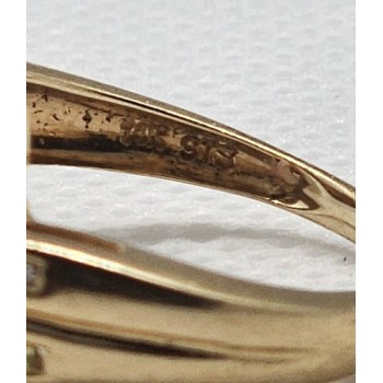 14K YELLOW GOLD TOURMALINE & DIAMOND RING  SIZE 5.5