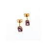 14K YELLOW GOLD PURPLE TOURMALINE STUD EARRINGS