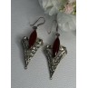 Vintage 925 Sterling Silver Agate Earrings Length 2.60 Inch