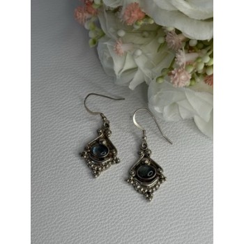 Vintage 925 Sterling Silver Labradorite Earrings Length 1.80 Inch